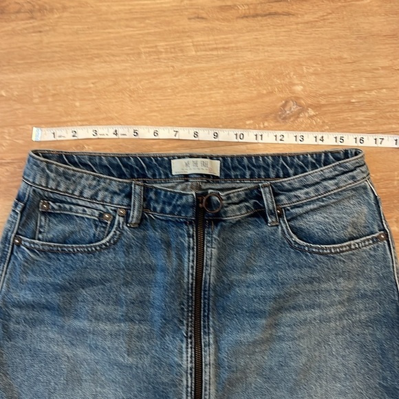 FP We The Free Zip Front Blue Denim Mini Skirt Size - 31 - Picture 7 of 10